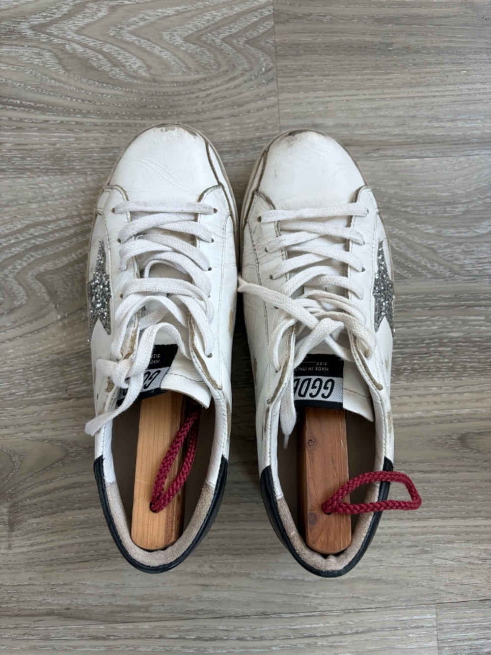 Golden Goose sneakers, white/black/silver, size 8